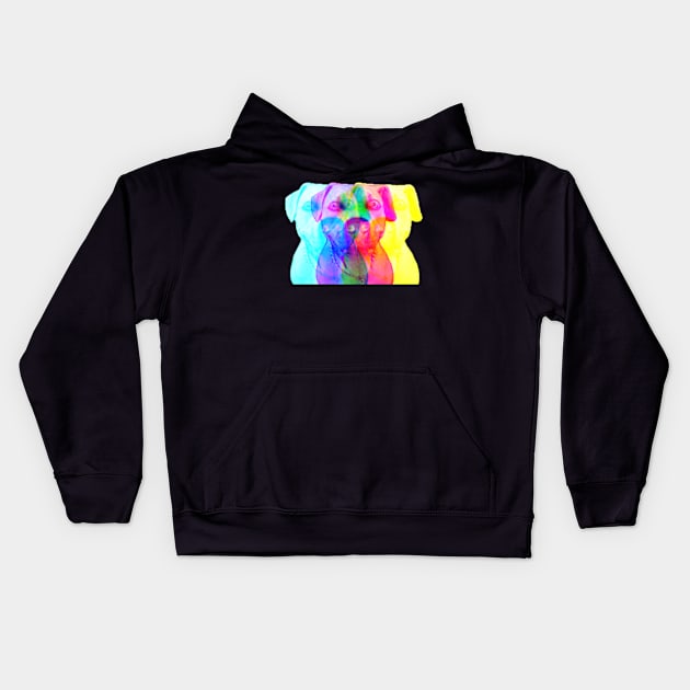 Trippy Psychedelic Puppy Funny Dog Owner Kids Hoodie by Unboxed Mind of J.A.Y LLC 